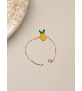 Miyuki Boncuklu Ananas Figürlü Kadın Bileklik Gold Zincirli El Yapımı Yazlık Takı