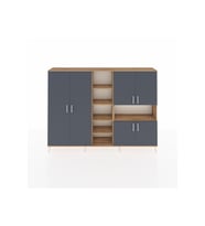 Arges Dolap 13 Raflı 6 Kapaklı 220x30x163 Çam-Antrasit/Çam