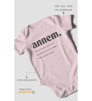 Annem Baskılı Bebek Zıbını – Çıtçıtlı Body 8 Renk  %100 Pamuk Kısa Kol (Bebek Pembesi)
