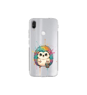 Redmi Note 7 ile Uyumlu Splash Kirpi Tasarımlı Şeffaf Silikon Kılıf