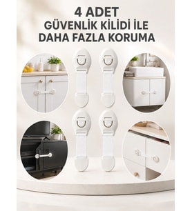 4'lü Esnek Kayışlı Çocuk Güvenlik Kilidi Pratik Ve Güvenli Kullanım