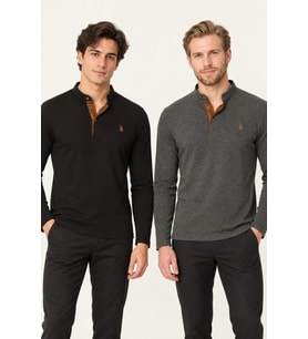 Dewberry Erkek Pamuklu Sweatshirt 2'li Set Antrasit-Siyah V4009 Casual Stil, Şehir Stili, Hafta Sonu Kombini