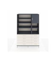Hyperion Dolap 8 Raflı 8 Çekmeceli Tek Kapaklı  132x44x195 Antrasit-Antrasit/Aytaşı