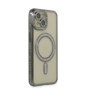 Apple iPhone 15 Kılıf Joke Simli Magneticsafe Kılıf - Gri