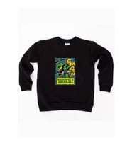 Hulk baskılı pamuklu kumaş çocuk sweatshirt (Siyah)