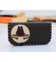 Karamık Figürlü Büyük Cüzdan Etnik Bohem Retro Vintage Style - ANTRASİT