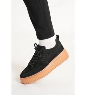 Shoetyle - Siyah Hakiki Süet Bağcıklı Erkek Sneaker 115-K502