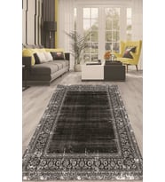 Dijital Kaymaz Taban Yıkanabilir Modern Renkli Salon Halısı Mutfak Halısı Yolluk ND-HT-124 (Siyah)