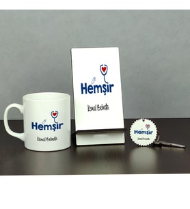 Hemşir Üçlü Set (Kupa + Telefon Standı + Anahtarlık) 002