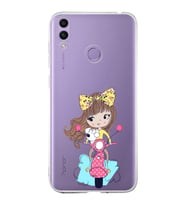 Huawei Honor 8c  Uyumlu Kapak Vespagirl Tasarımlı Şeffaf Silikon Kılıf