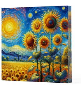 Van Gogh 4 Ayçiçekleri - Çizgisiz Yan Boyamalı Defter