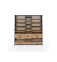 Hyperion Gardrop 19 Raflı 8 Çekmeceli  220x44x243 Antrasit-Çam/Çam