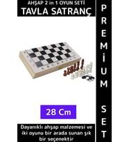 Özel Model Arkadaş Oyun Hediyelik Ahşap Kutulu Tavla Dama Satranç Kompakt Premium Oyun Seti 28 Cm