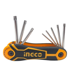 Ingco HHK14083 8 Parça Çakı Tip Torx Allen Anahtar Takımı (T9,T10,T15,T20,T25,T27,T30,T40) (Sarı)