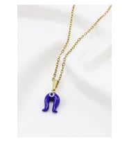 Minimal Lacivert Nazarlı Murano Nal Kolye, Hediyelik Kolye (60 cm)