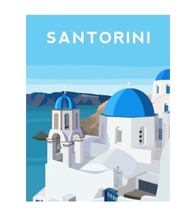 Santorini, Yunanistan Tablo Ahşap Poster Dekoratif