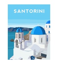 Santorini, Yunanistan Tablo Ahşap Poster Dekoratif