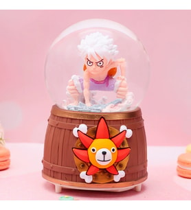 One Piece Luffy Figürlü Temalı Büyük Boy Püskürtmeli Müzikli Işıklı Kar Küresi (Beyaz)