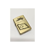 Kabartma Dalgalı Türk Bayrak Desenli - Benzinli Zippo tarzı Çakmak