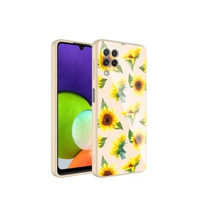 Samsung Galaxy A22 4G Uyumlu Kılıf Kamera Korumalı Desenli Sert Silikon Zore Epoksi Kapak