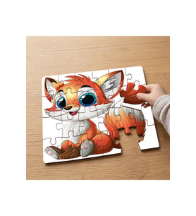 Sevimli Tilki Tasarımlı 24 Parça Ahşap Çocuk Puzzle MPK0052
