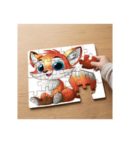 Sevimli Tilki Tasarımlı 24 Parça Ahşap Çocuk Puzzle MPK0052