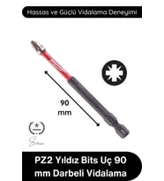 #Vidalama PZ2 Yıldız Bits Uç 90 Mm Darbeli Vidalama Tornavida Aksesuarı Profesyonel Çelik Şok Emici