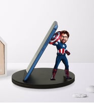 BK Gift Kişiye Özel Karikatürlü Süper Kahraman Ahşap Biblo Telefon Standı-5