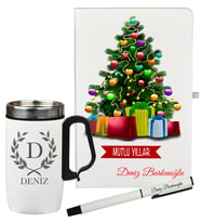 Yılbaşına Özel Hediye Kişiye Özel Defter Kalem Ve Termos - Mug Seti