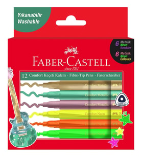 FABER CASTELL COMFORT METALİK NEON 12 RENK KEÇELİ KALEM