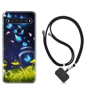 TCL 10L 10 Plus 10SE 20E 20SE 30 L7 Kılıf Boyun Askılı Silikon Neon Butterflys 1309