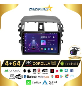 Toyota Corolla 4GB + 64GB Kablosuz Carplay Android 13 Navigasyon Multimedya Sistemi