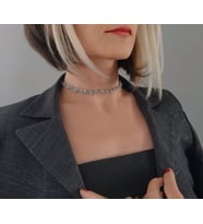 Top Zincir Model Örme Çelik Zincir Konsept Silver Gold Altın Kaplama Renk Kolye (Gümüş)