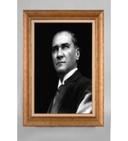 Altın Varaklı Çerçeveli Paspartulu Atatürk Tablo a193 (Gold)