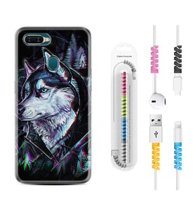 Oppo A5S A15 A16 A54 A55 A73 A74 Kılıf Kablo Koruma Spiral Silikon Dog Eyes 1761