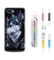 Oppo A5S A15 A16 A54 A55 A73 A74 Kılıf Kablo Koruma Spiral Silikon Dog Eyes 1761