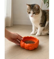 Eko Form Model Beton Kedi Köpek Mama ve Su Kabı (16cm*16cm*5.5cm) - Turuncu