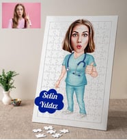 Doktor Karikatürlü Kişiye Özel Yapboz
