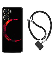 Vivo Y16 Kılıf Silikon Boyun Askılı İpli Desenli Silikon Red Moons 1747