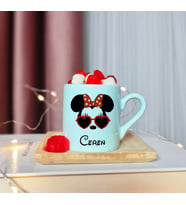 Minnie Mouse Tasarımlı Kişiye Özel Yeşil Türk Kahvesi Fincanı