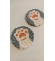 Punch Needle 2'Li Kedi Bardak Altlığı