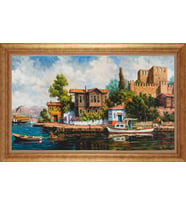 EV İŞYERİ OFİS İÇİN ALTIN ÇERÇEVELİ PASPARTULU TABLO VB62