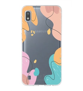Samsung Galaxy A10 Uyumlu Kapak Karışık Renkler Tasarımlı Şeffaf Silikon Kılıf