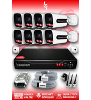 Bayicam 8 Kameralı Zebra 8 Dış Kamera Set HDD'siz 5 MP Full HD Gece Görüşlü Güvenlik Kamerası Sistemi