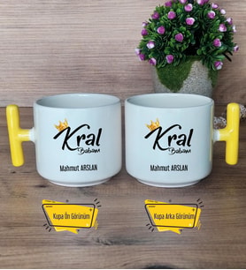Kral Babam Kupa Bardak T Sarı Kulplu Babaya Hediye Babalar Günü Hediyesi
