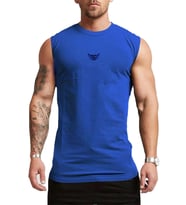 Erkek Nem Emici Hızlı Kuruma Atletik Teknik Performans Sporcu Sıfır Kol T-shirt MG-ATLET (Saks Mavisi)