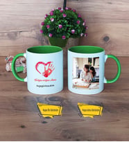 Anneye Hediye Kupa Bardak Yeşil Fotoğraflı Anneler Günü Hediyesi