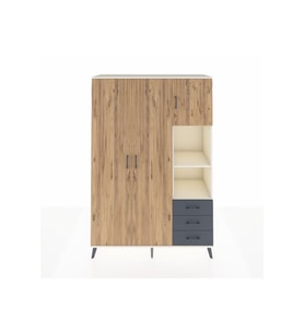 Hyperion Dolap 5 Raflı 3 Çekmeceli Tek Askılı 132x44x195 Aytaşı-Çam/Antrasit