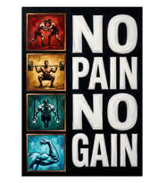 No Pain No Gain Spor Motivasyon Posteri Dekoratif Kanvas - Mdf Ahşap Tablo