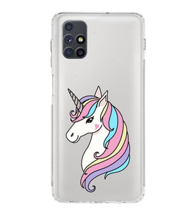 Samsung Galaxy M51 Uyumlu Kamera Korumalı Kapak Unicorn Tasarımlı  Şeffaf  Kılıf